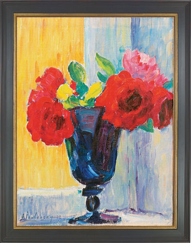 Alexej von Jawlensky: Bild "Rose in blauer Vase", gerahmt
