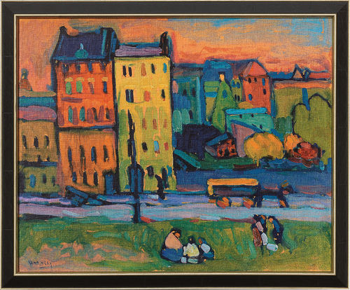 Wassily Kandinsky: Bild "Häuser in München" (1908), gerahmt