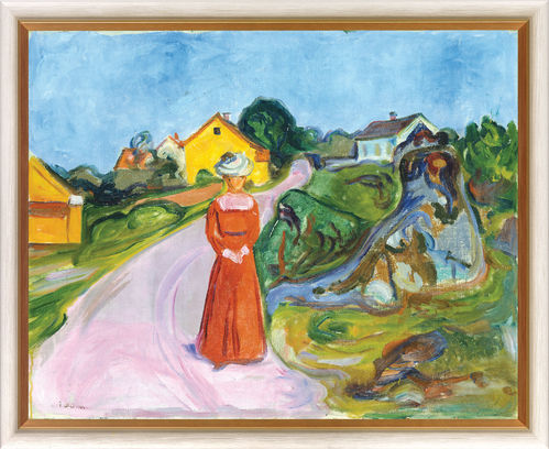 Edvard Munch: Bild "Dorfstraße in Asgardstrand" (1902), gerahmt