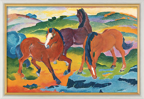 Franz Marc: Bild "Die roten Pferde" (1911), gerahmt